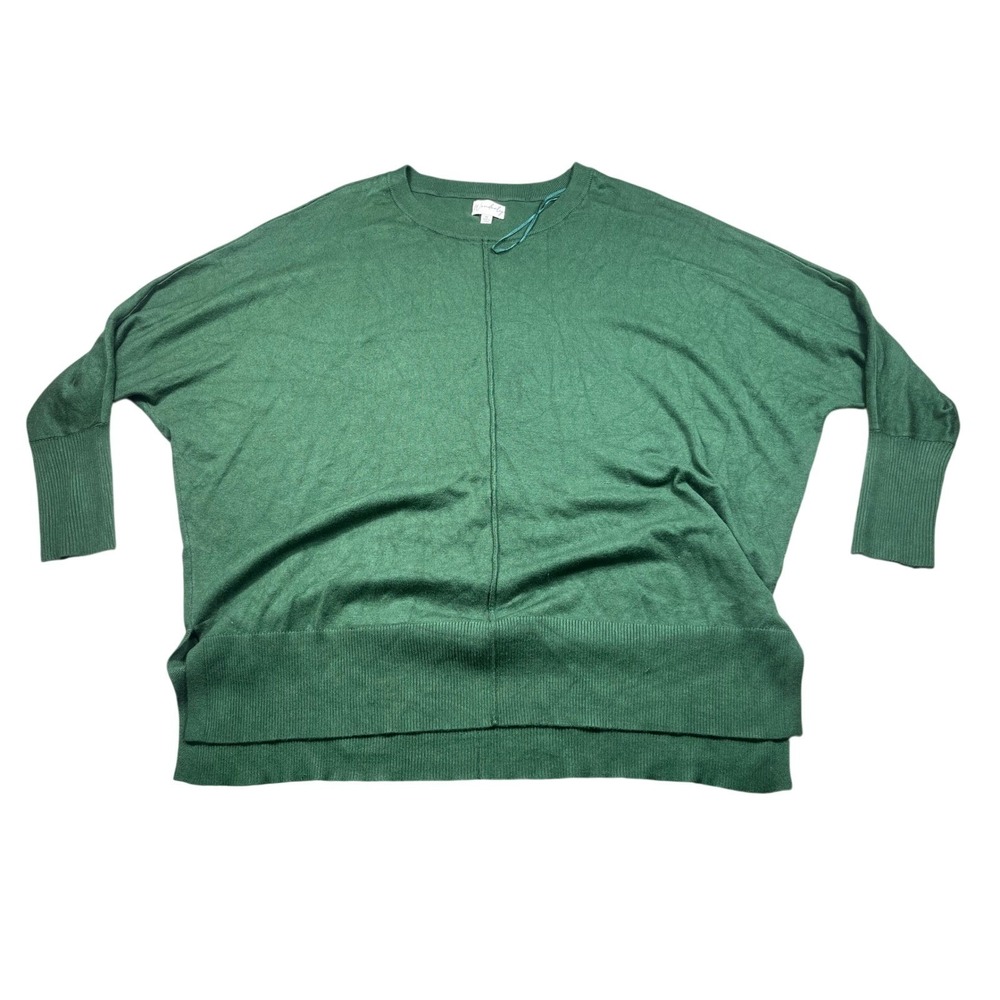 Wonderly Womens XL Green Oversized Sweater Dolman Sleeve Slouchy Tunic Pullover